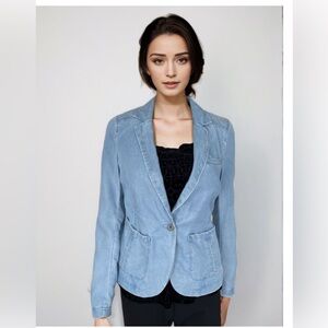 Pilcro and the letterpress Anthropologie Chambray lined Blazer Jacket‎ Sz Medium